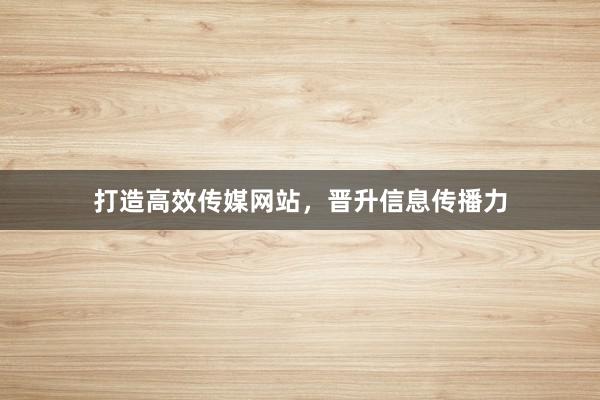 打造高效传媒网站，晋升信息传播力